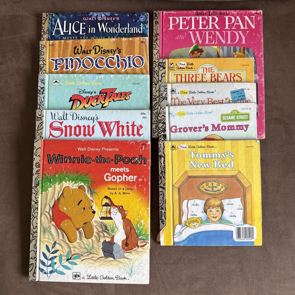 Vintage Little Golden Books Lot of 10 Disney Sesame Street Hardcover Kids Books